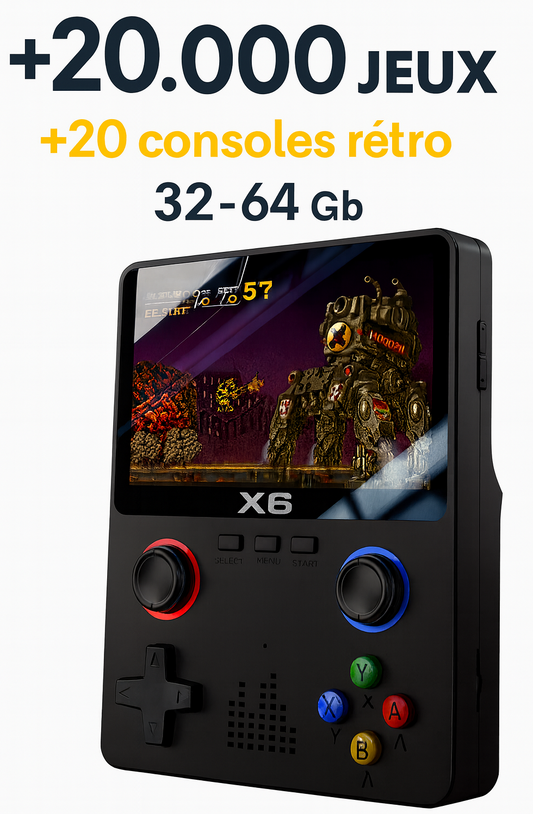 🎮 RetroX6™ – 20 000 Jeux Rétro en Poche | Écran HD & Mode 2 Joueurs