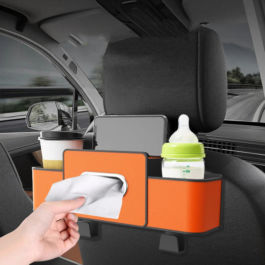 🚗 CarBox Pro™ – Organiseur Tout-en-Un avec Porte-Gobelets & Boîte à Mouchoirs